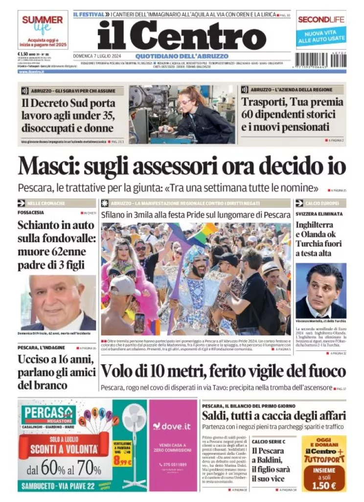 Prima-pagina-il centro-oggi-edizione-del-2024-07-07